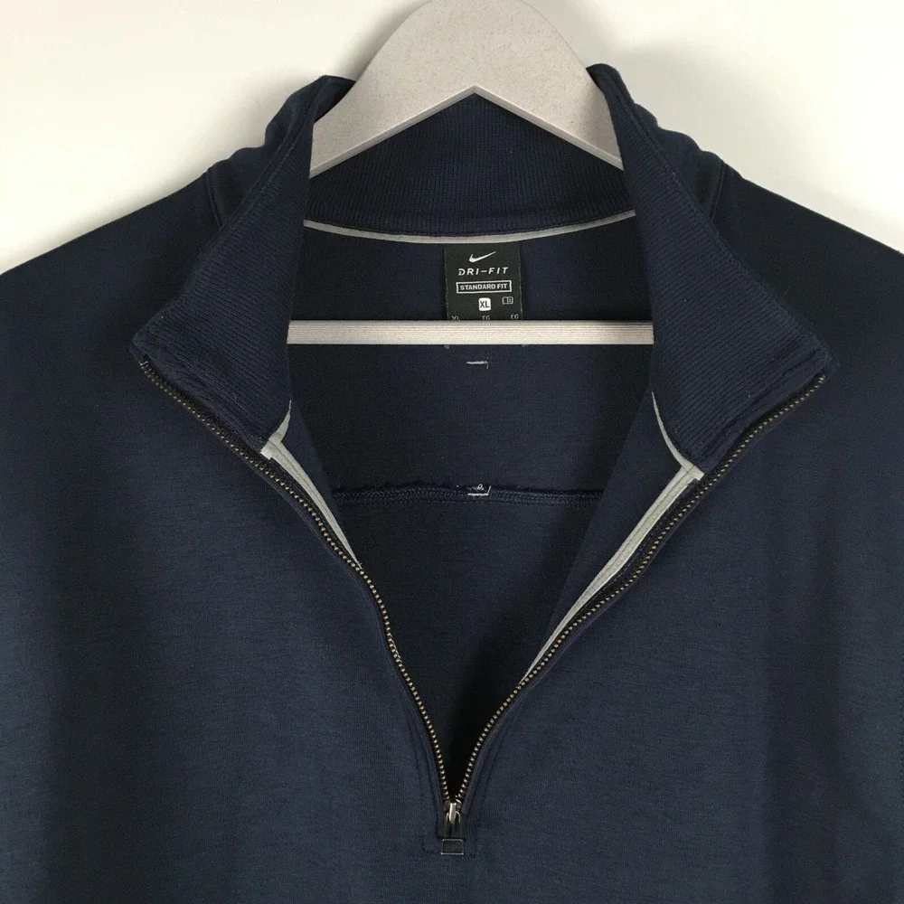 Nike Dri Fit Sweatshirt Mens XL Navy Blue Long sleeve Logo‎ Swoosh Performance